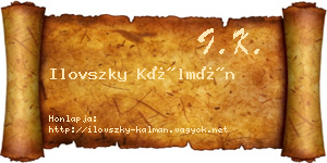 Ilovszky Kálmán névjegykártya